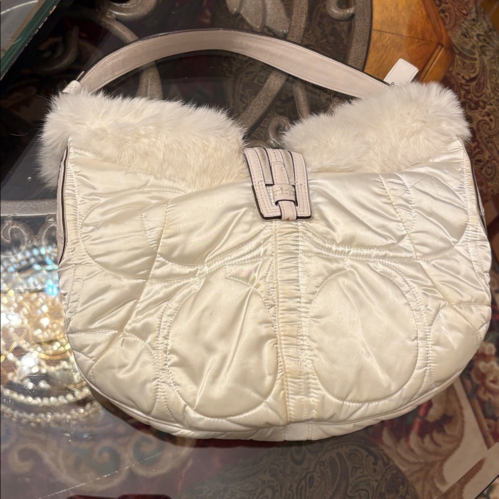Coach Soho 2005-VINTAGE-“Ski Bunny” Hobo w/Rabbit Fur Trim - Picture 10 of 16